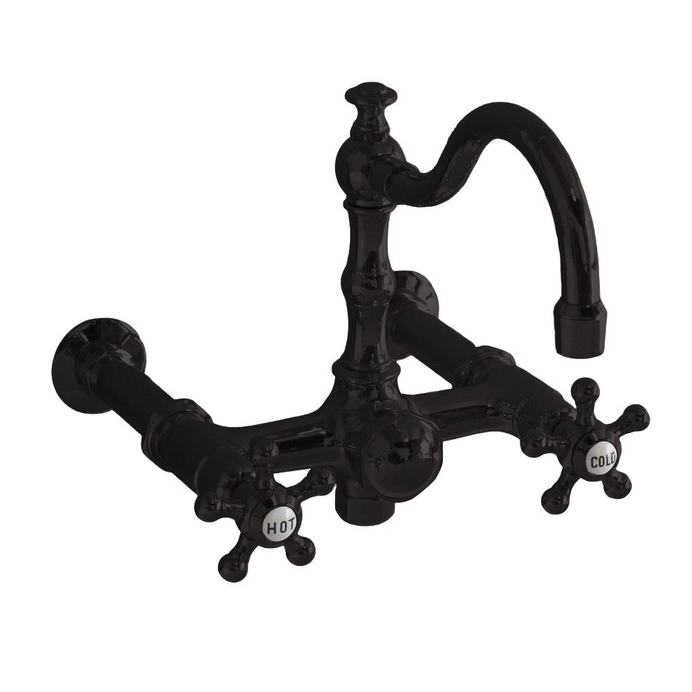 Strom Living British Telephone Wall Mounted Tub Faucet with Fixed Arch Spout and 5 Spoke Handles