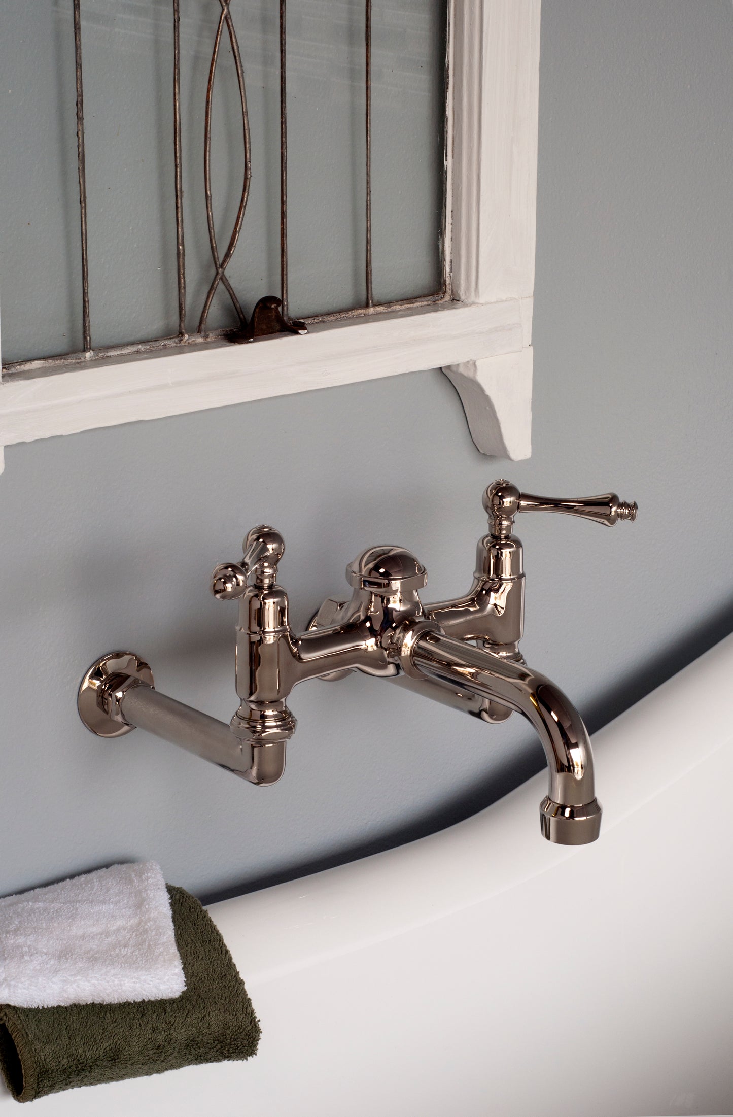 Strom Living Wall Mounted Faucet with Lever Handles and 7" Centers
