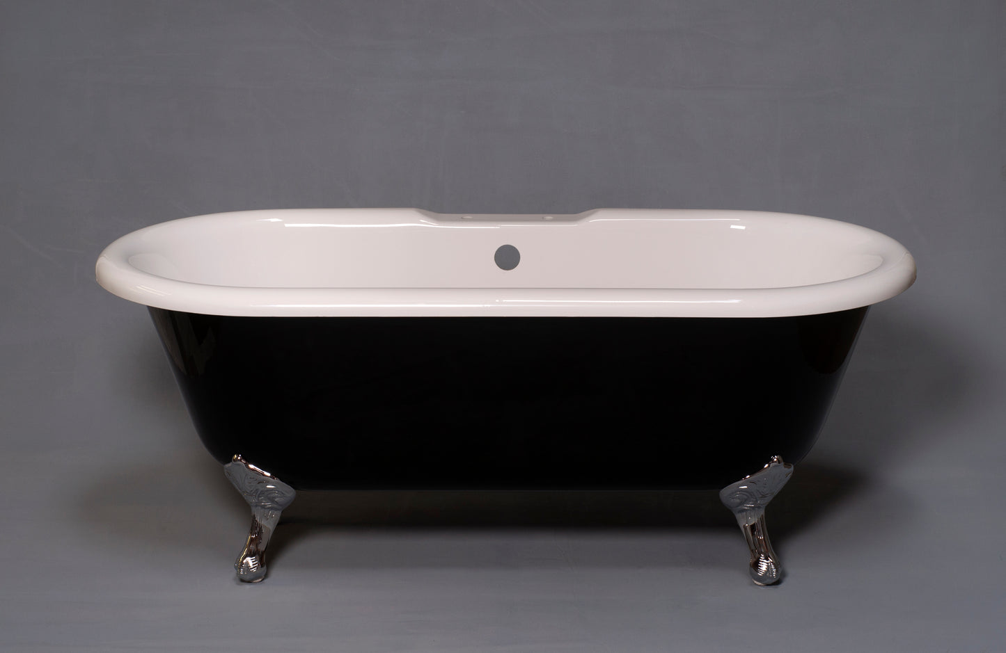 Strom Living Black and White 66" Double Ended Clawfoot Acrylic Tub with 7" Deck Mount Faucet Holes