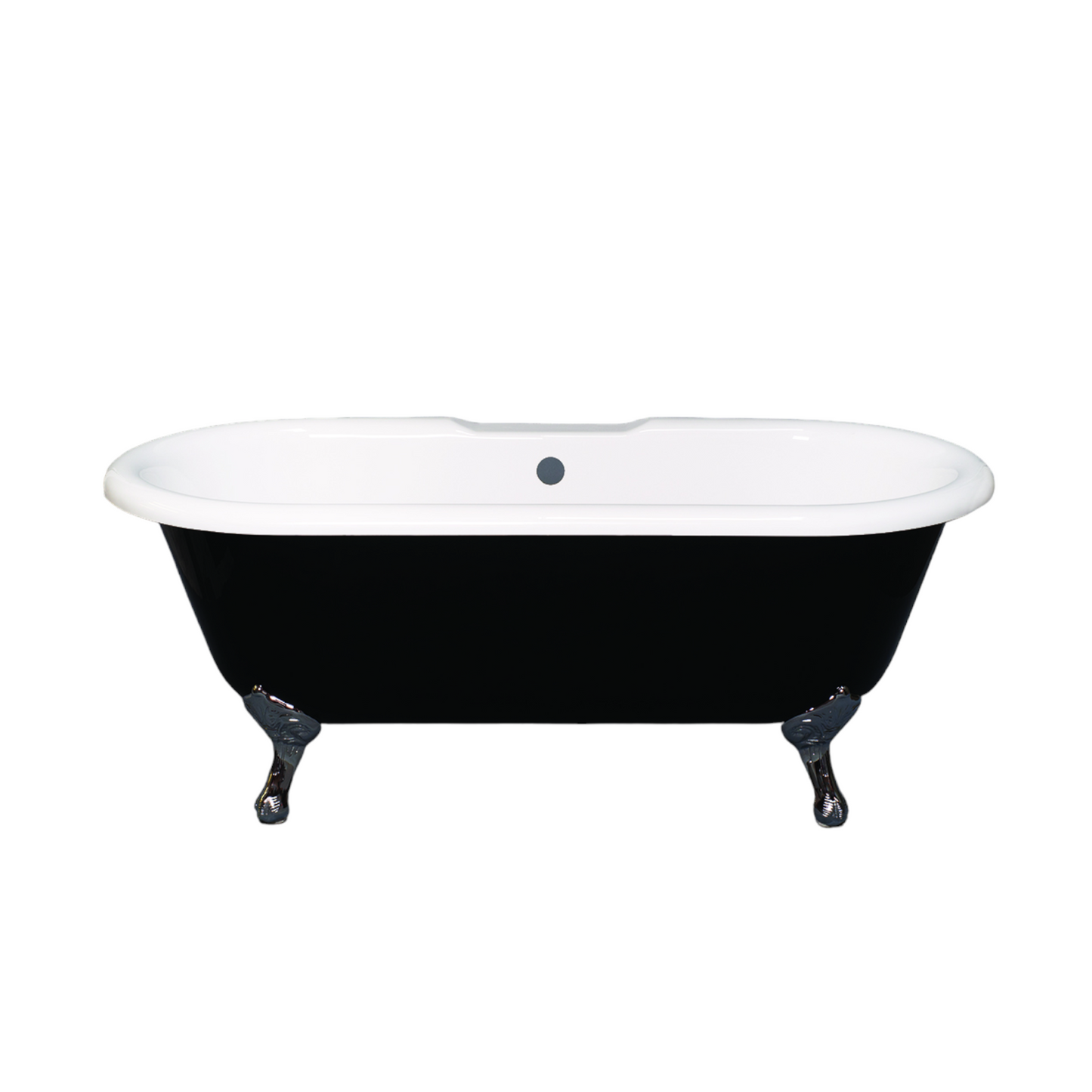 Strom Living Arcadia Black and White 66" Double Ended Clawfoot Acrylic Tub without Faucet Holes