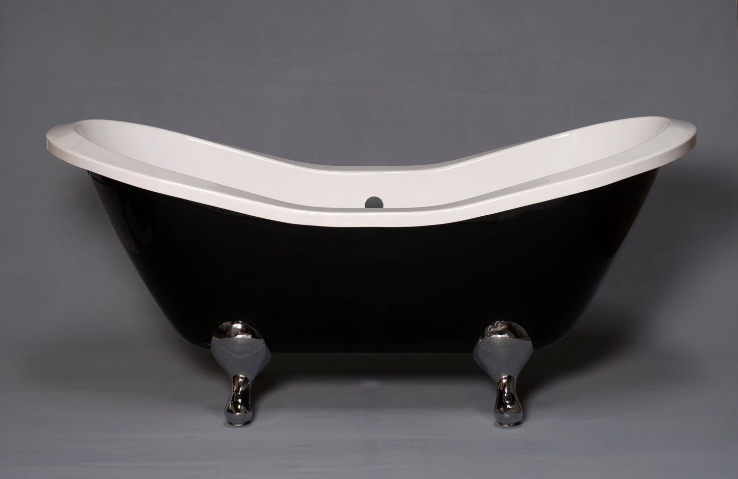 Strom Living Alpine Black and White 6' Double Slipper Peg Leg Acrylic Tub with 7" Deck Mount Faucet Holes