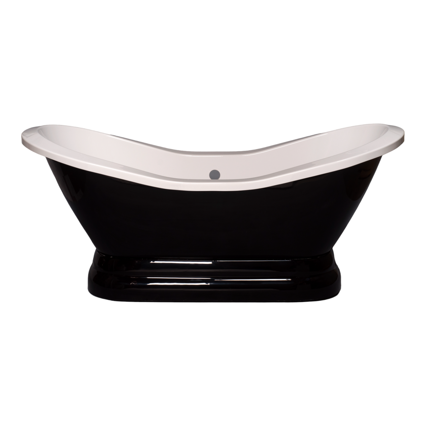 Strom Living Echo Black and White 6' Double Slipper Pedestal Acrylic Tub with 7" Deck Mount Faucet Holes