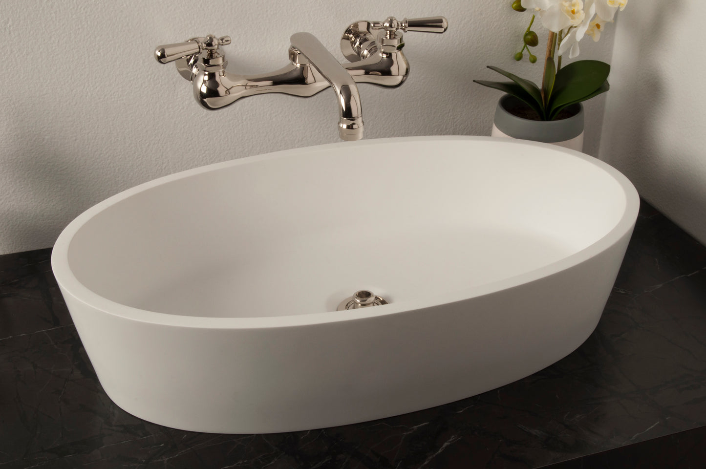 Strom Living P1169 Oval Solid Surface Acrylic Sink in Matte White