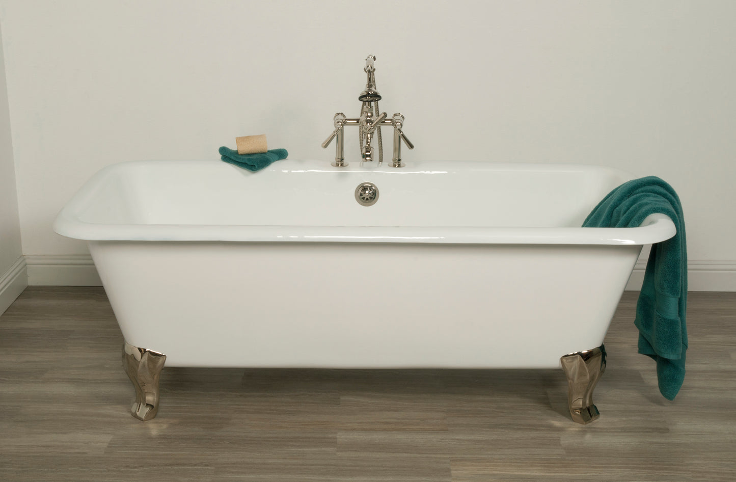 Strom Living Lewis Cast Iron with 5.5' Rectangular Double Ended Leg Tub and 7" Faucet Holes