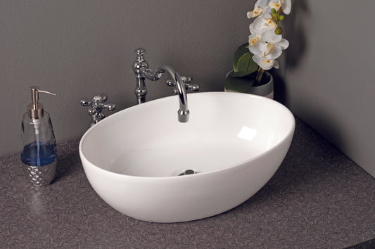 Strom Living Fireclay Oval Semi Drop-In Sink