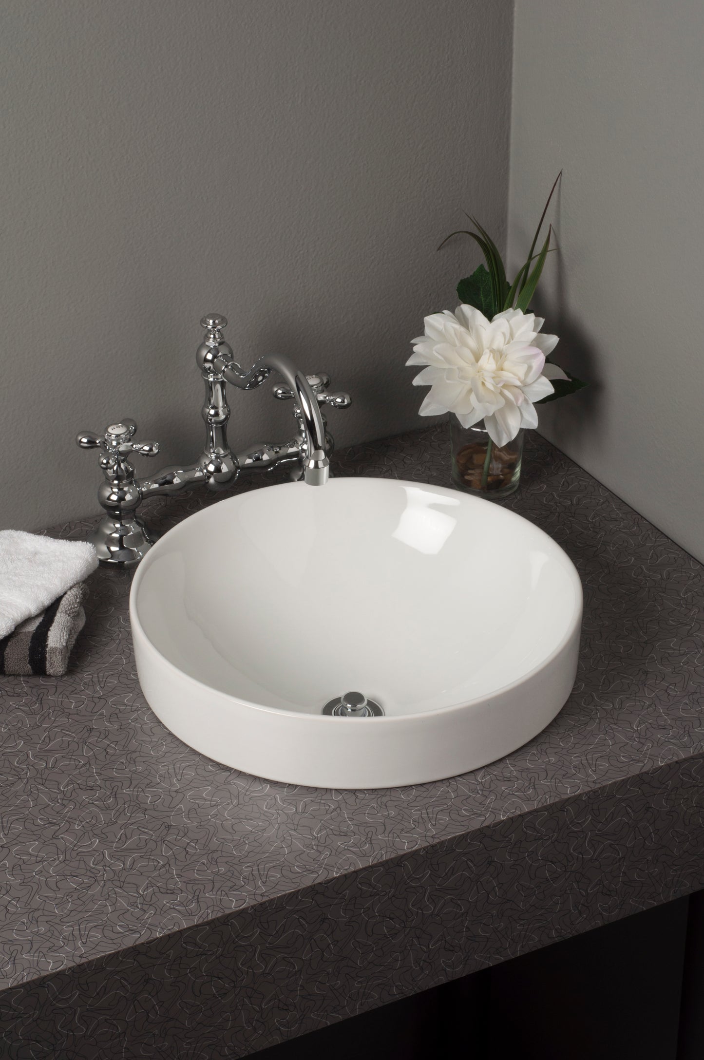 Strom Living Fireclay Round Semi Drop-In Sink in Gloss White