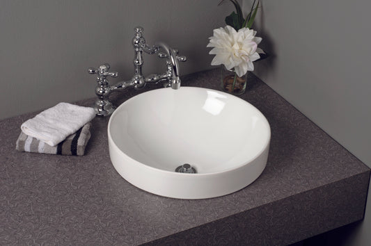 Strom Living Fireclay Round Semi Drop-In Sink in Gloss White