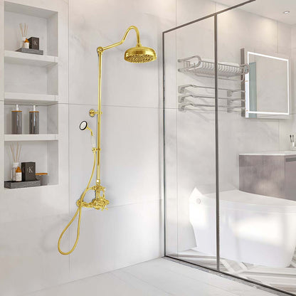 Strom Living Exposed Thermostatic Shower System Wall Mounted with 1.75 GPM Handshower and Lever/Cross Handles