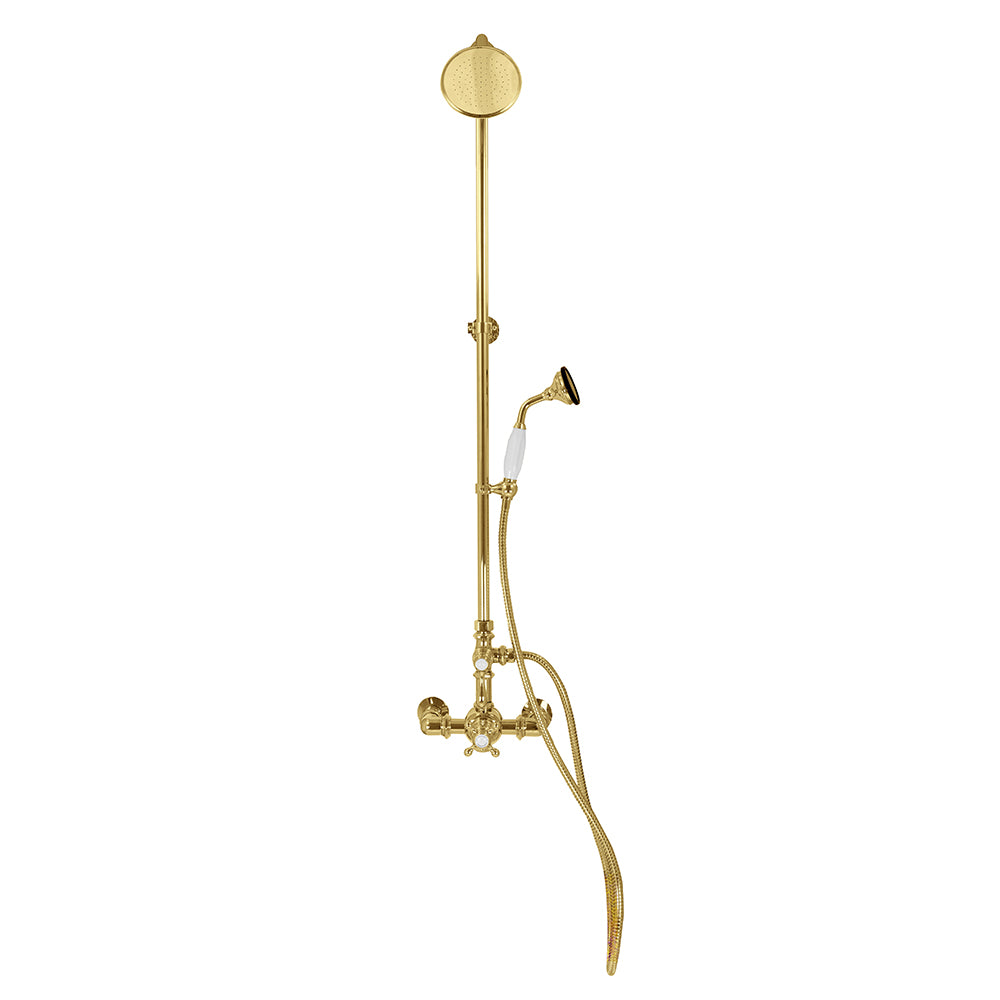 Exposed Thermostatic Shower System Wall Mounted with 1.75GPM Handshower and Lever/Cross Handles