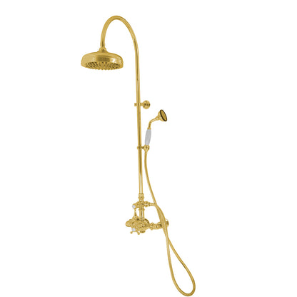 Exposed Thermostatic Shower System Wall Mounted with 1.75GPM Handshower and Lever/Cross Handles