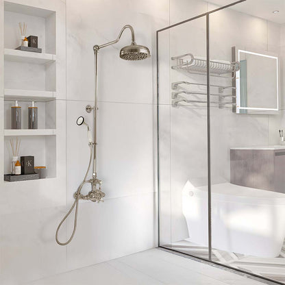 Strom Living Exposed Thermostatic Shower System Wall Mounted with 1.75 GPM Handshower and Lever/Cross Handles