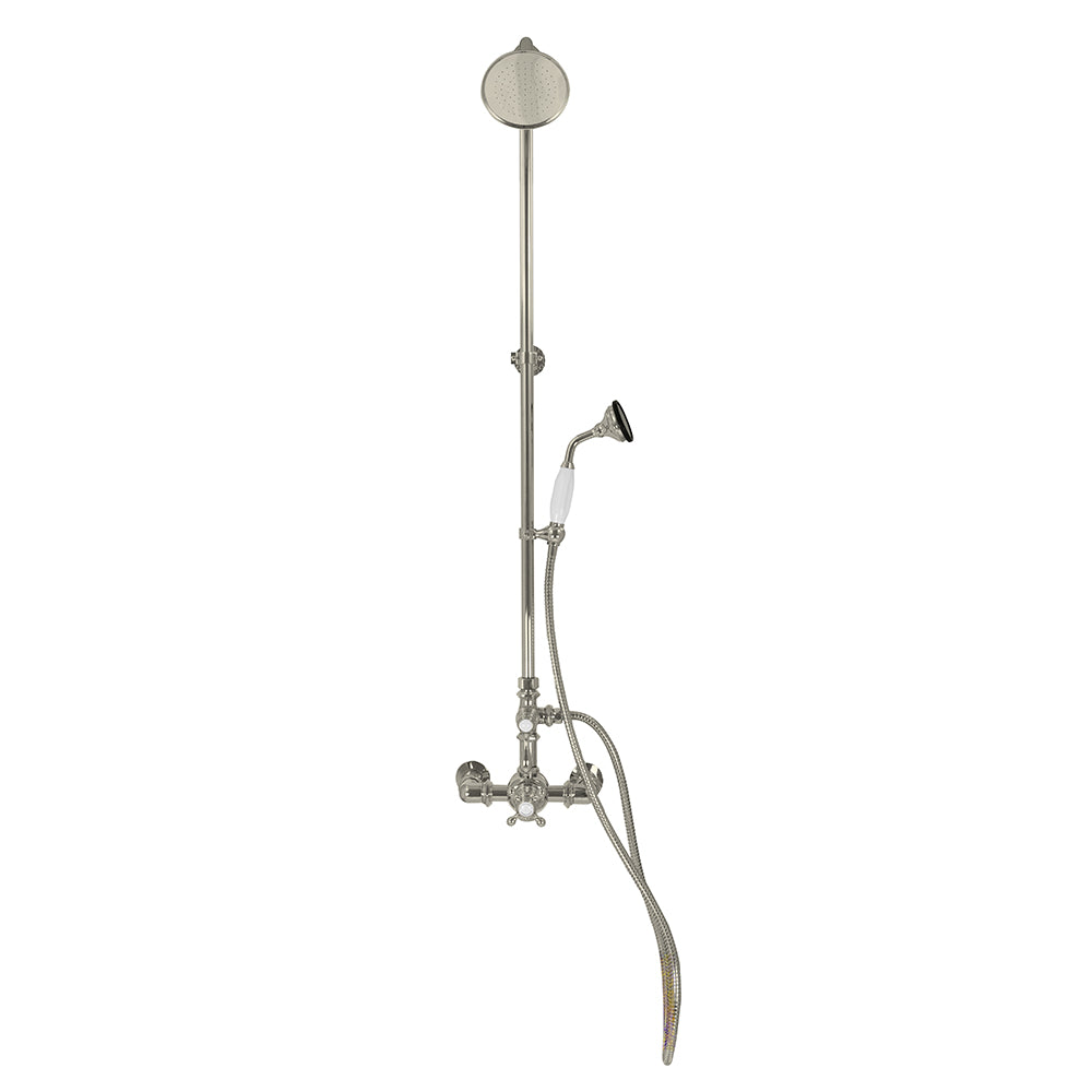 Exposed Thermostatic Shower System Wall Mounted with 1.75GPM Handshower and Lever/Cross Handles