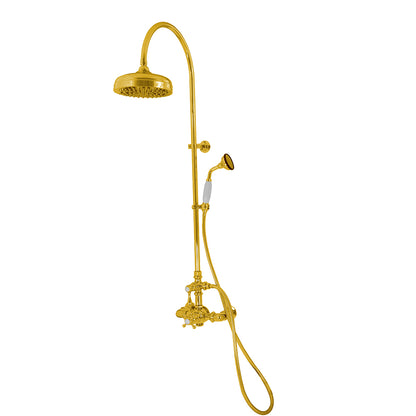 Exposed Thermostatic Shower System Wall Mounted with 1.75GPM Handshower and Lever/Cross Handles