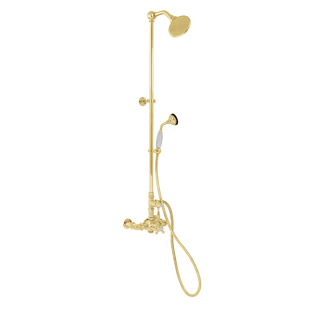 Exposed Thermostatic Shower System Wall Mounted with 1.75GPM Handshower and Lever/Cross Handles