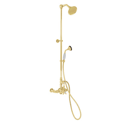 Exposed Thermostatic Shower System Wall Mounted with 1.75GPM Handshower and Lever/Cross Handles