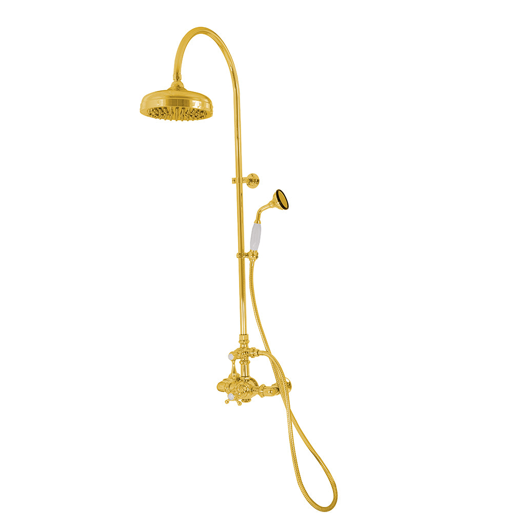 Exposed Thermostatic Shower System Wall Mounted with 1.75GPM Handshower and Lever/Cross Handles