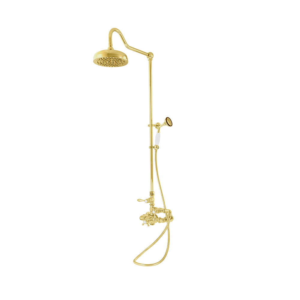 Exposed Thermostatic Shower System Wall Mounted with 1.75 GPM Handshower and Lever Handles