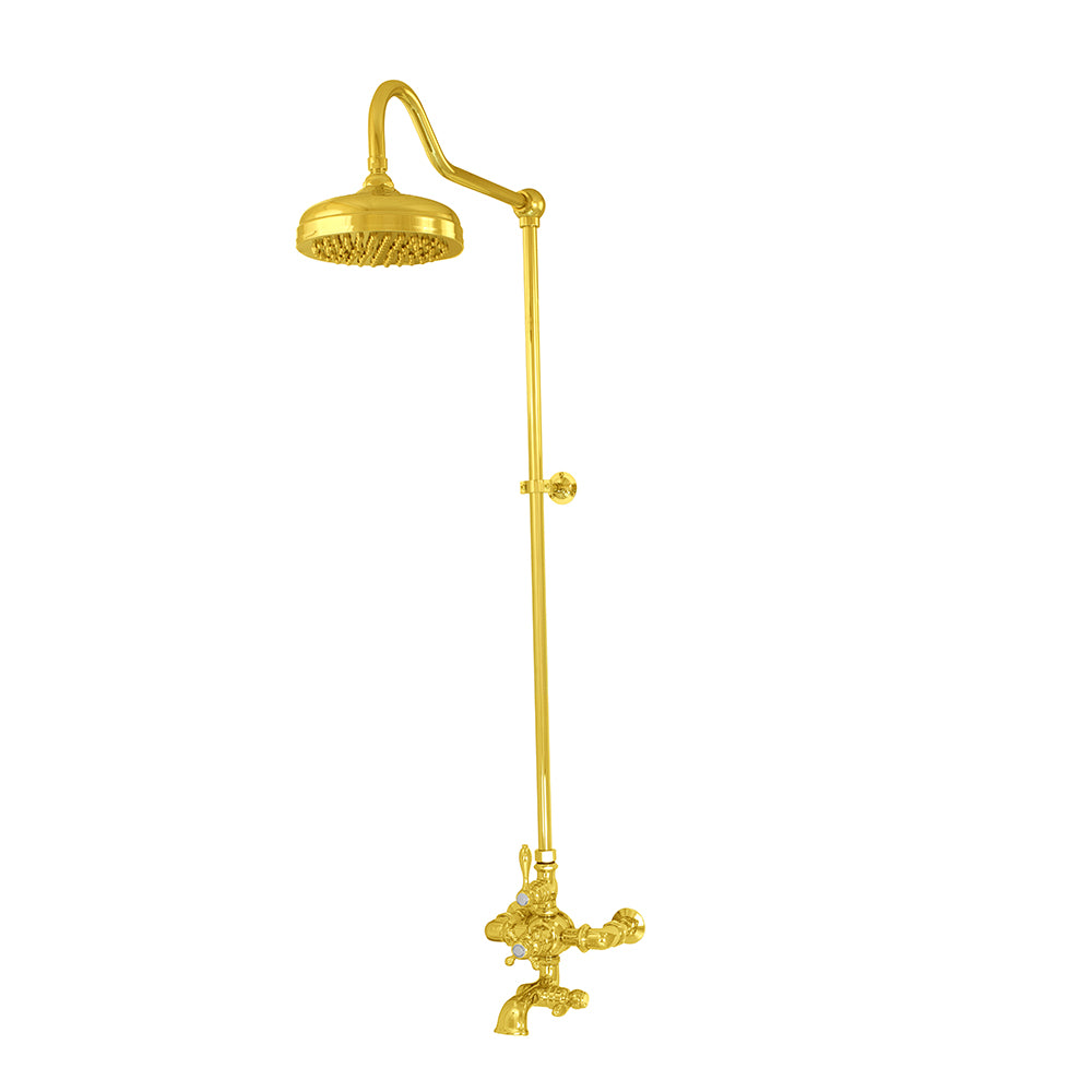 Exposed Thermostatic Shower System Wall Mounted with 1.75 GPM Spout Lever/Cross Handles