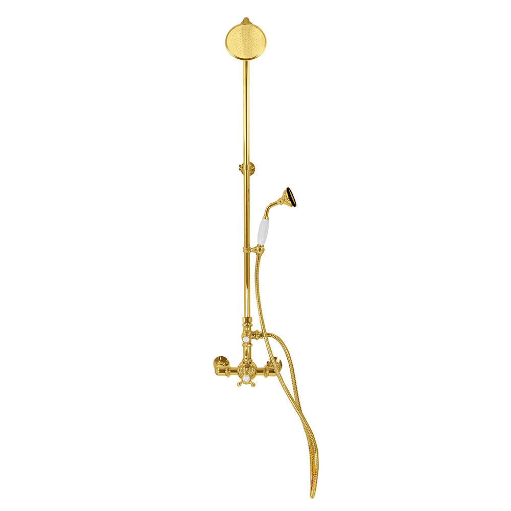 Exposed Thermostatic Shower System Wall Mounted with 1.75GPM Handshower and Lever/Cross Handles