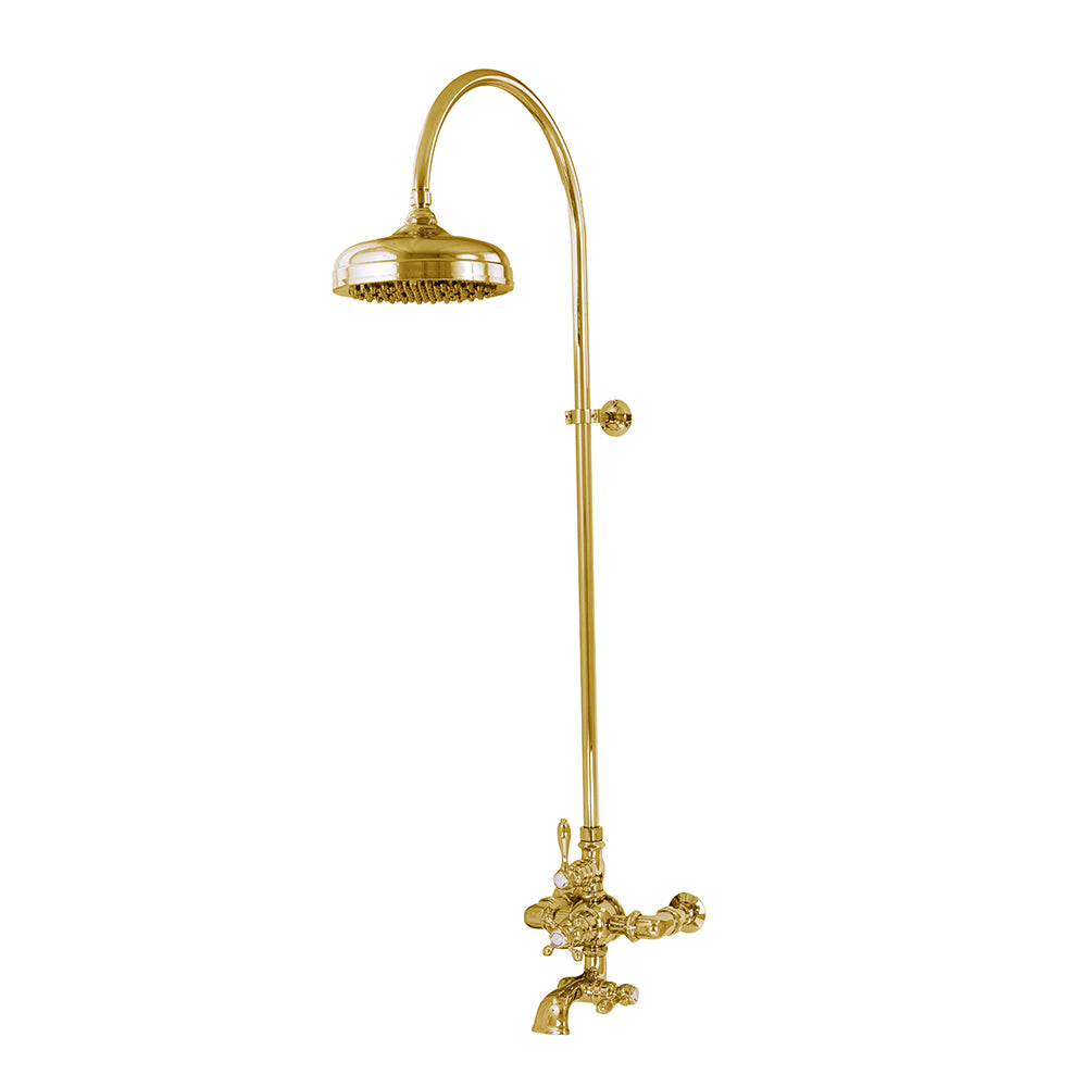 Exposed Thermostatic Shower System Wall Mounted with 1.75 GPM Lever/Cross Handles