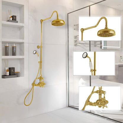 Strom Living Exposed Thermostatic Shower System Wall Mounted with 1.75 GPM Handshower and Lever/Cross Handles