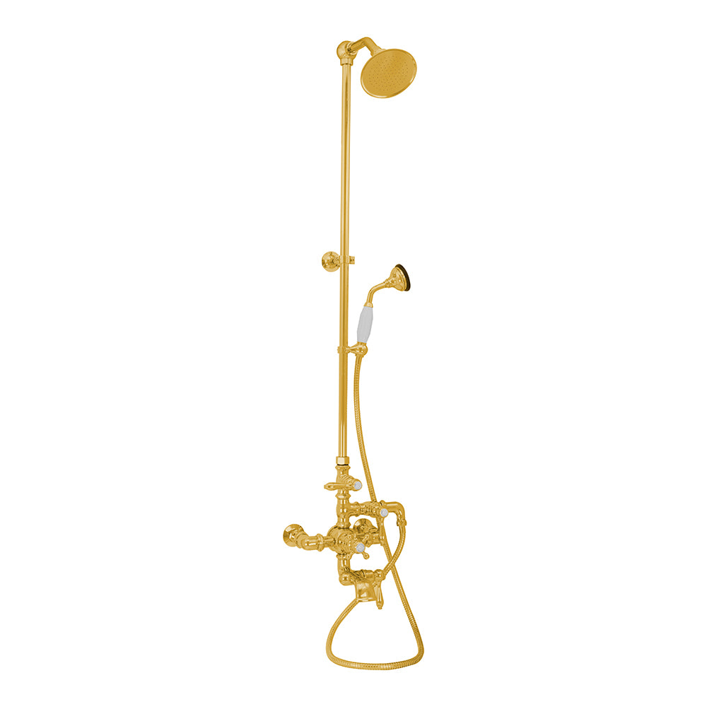 Exposed Thermostatic Shower System 64 1/2" Wall Mounted with 1.75 GPM Handshower and Lever/Cross Handles