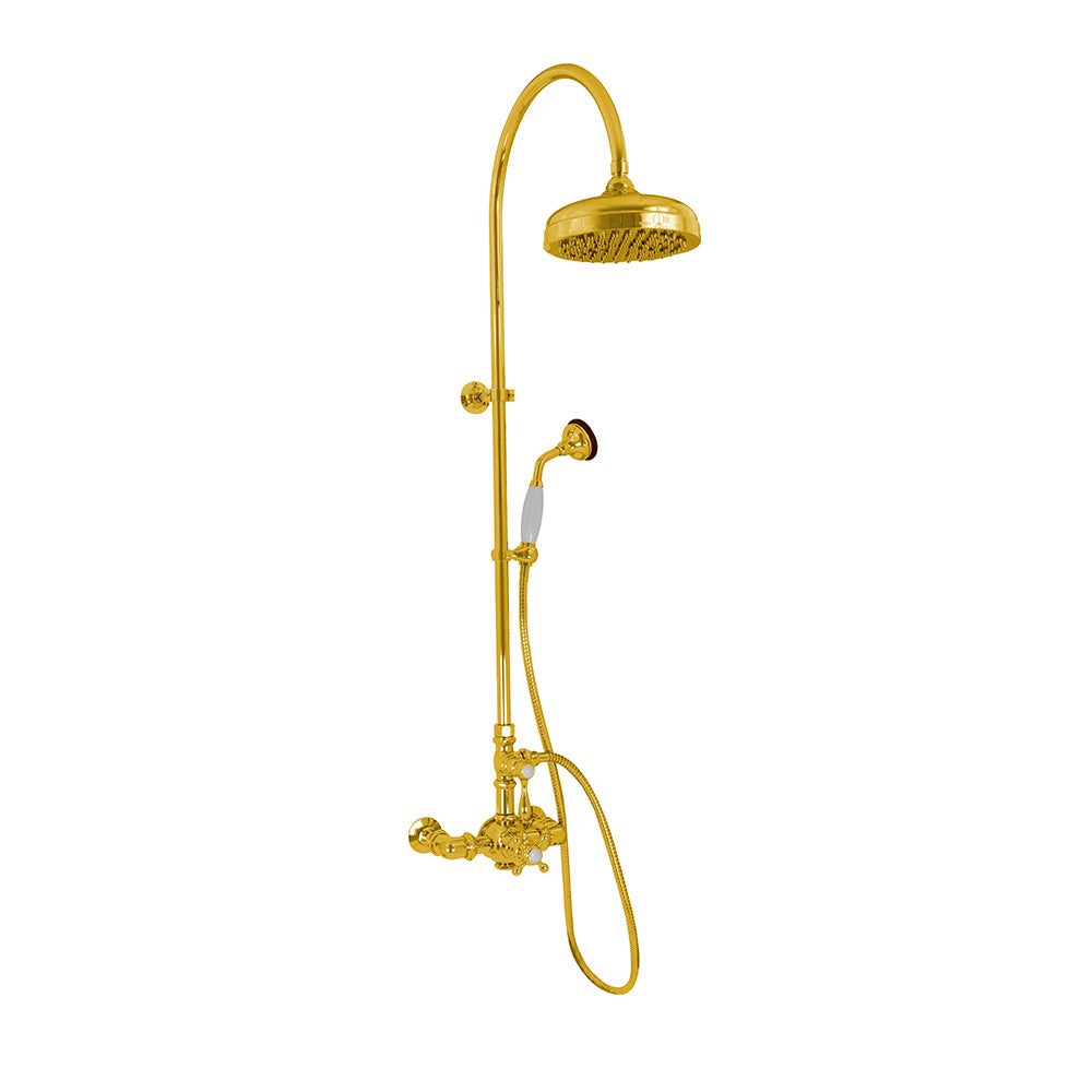 Exposed Thermostatic Shower System Wall Mounted with 1.75GPM Handshower and Lever/Cross Handles