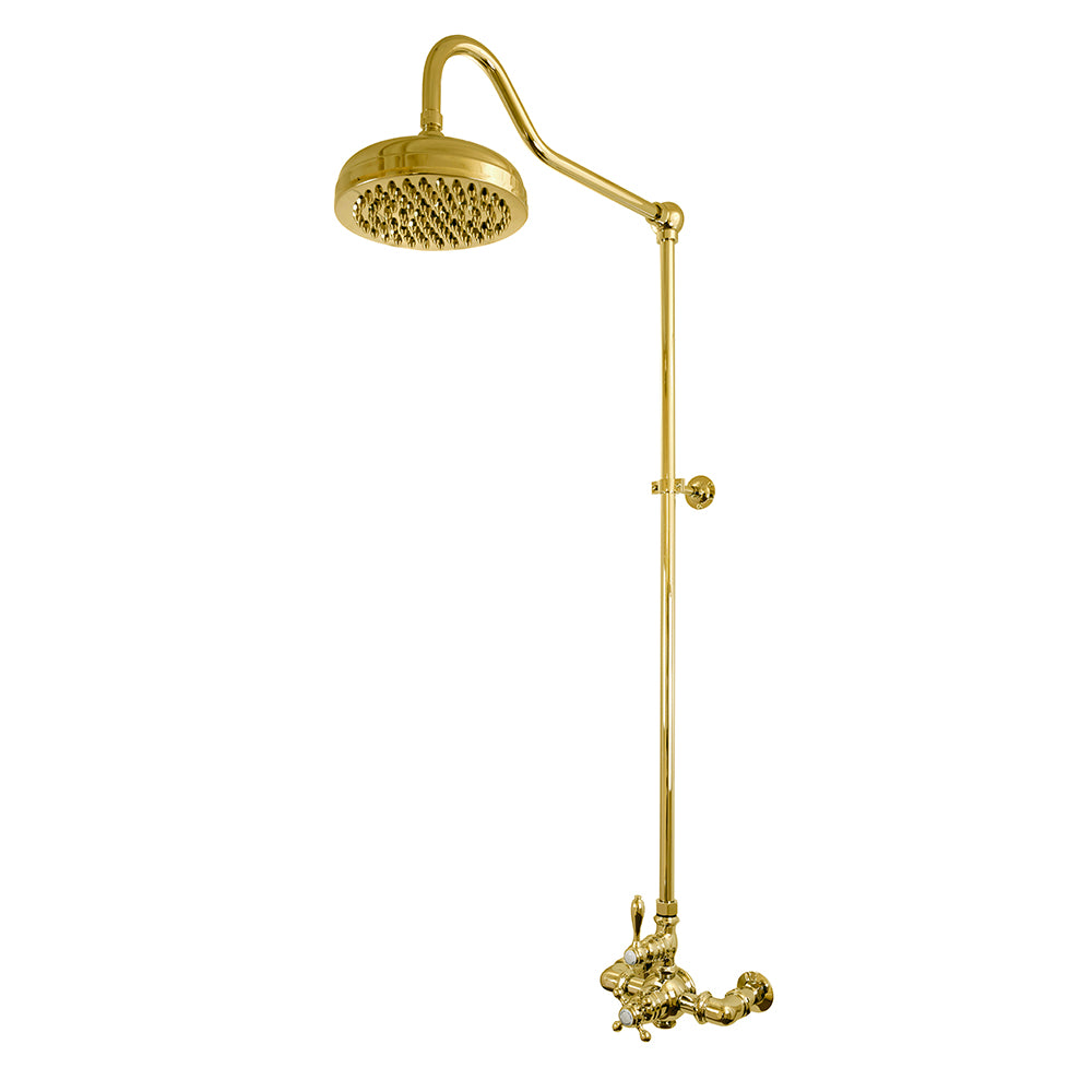 Exposed Thermostatic Shower System Wall Mounted with 1.75 GPM and Lever/Cross Handles