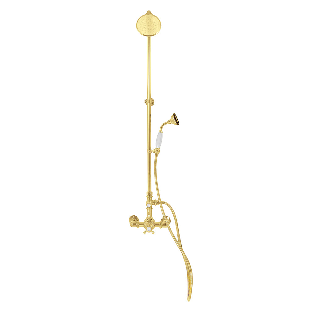 Exposed Thermostatic Shower System Wall Mounted with 1.75GPM Handshower and Lever/Cross Handles