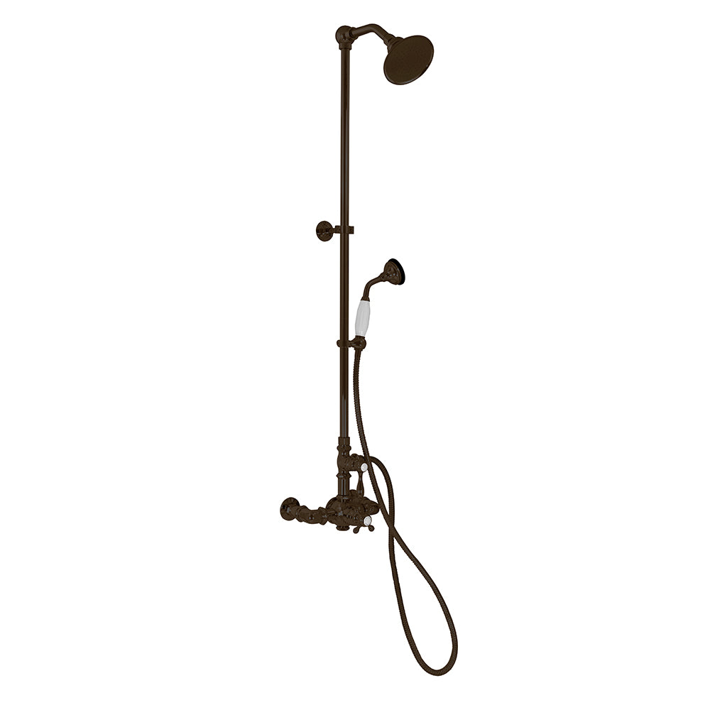 Exposed Thermostatic Shower System Wall Mounted with 1.75GPM Handshower and Lever/Cross Handles