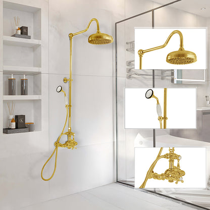 Strom Living Exposed Thermostatic Shower System Wall Mounted with 1.75 GPM Handshower and Lever/Cross Handles