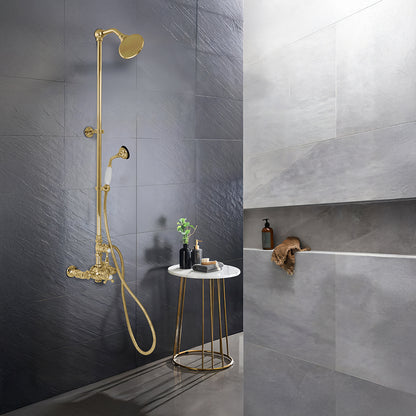 Exposed Thermostatic Shower System Wall Mounted with 1.75GPM Handshower and Lever/Cross Handles