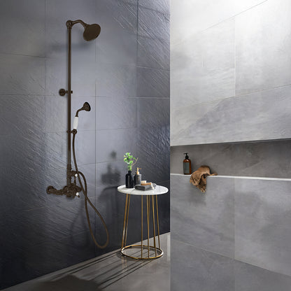 Exposed Thermostatic Shower System Wall Mounted with 1.75GPM Handshower and Lever/Cross Handles