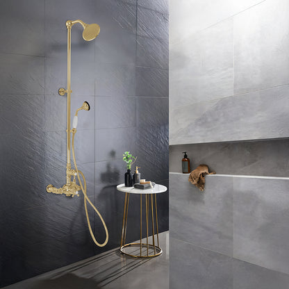 Exposed Thermostatic Shower System Wall Mounted with 1.75GPM Handshower and Lever/Cross Handles