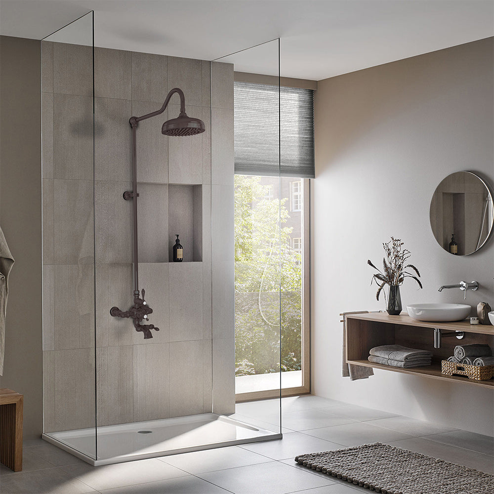 Exposed Thermostatic Shower System Wall Mounted with 1.75 GPM Spout Lever/Cross Handles