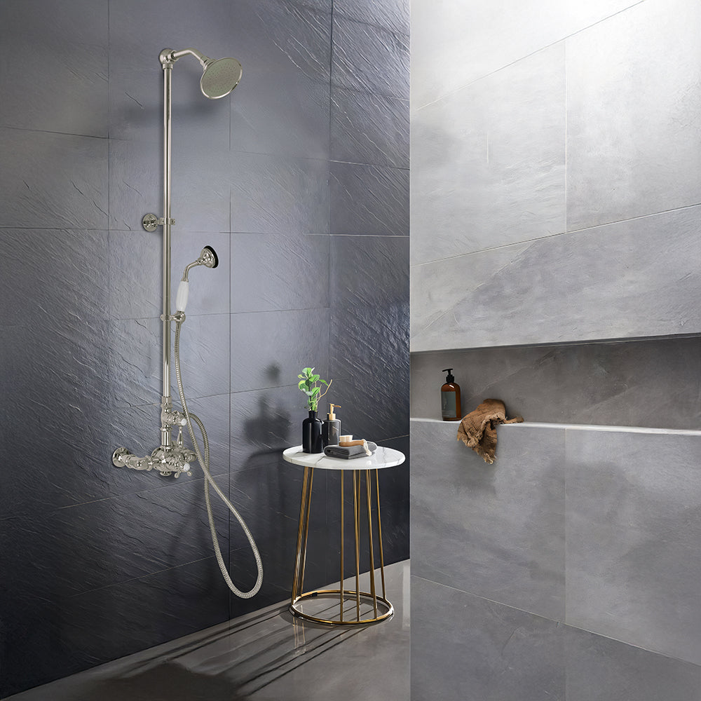Exposed Thermostatic Shower System Wall Mounted with 1.75GPM Handshower and Lever/Cross Handles
