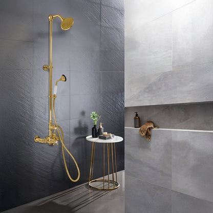 Exposed Thermostatic Shower System Wall Mounted with 1.75GPM Handshower and Lever/Cross Handles