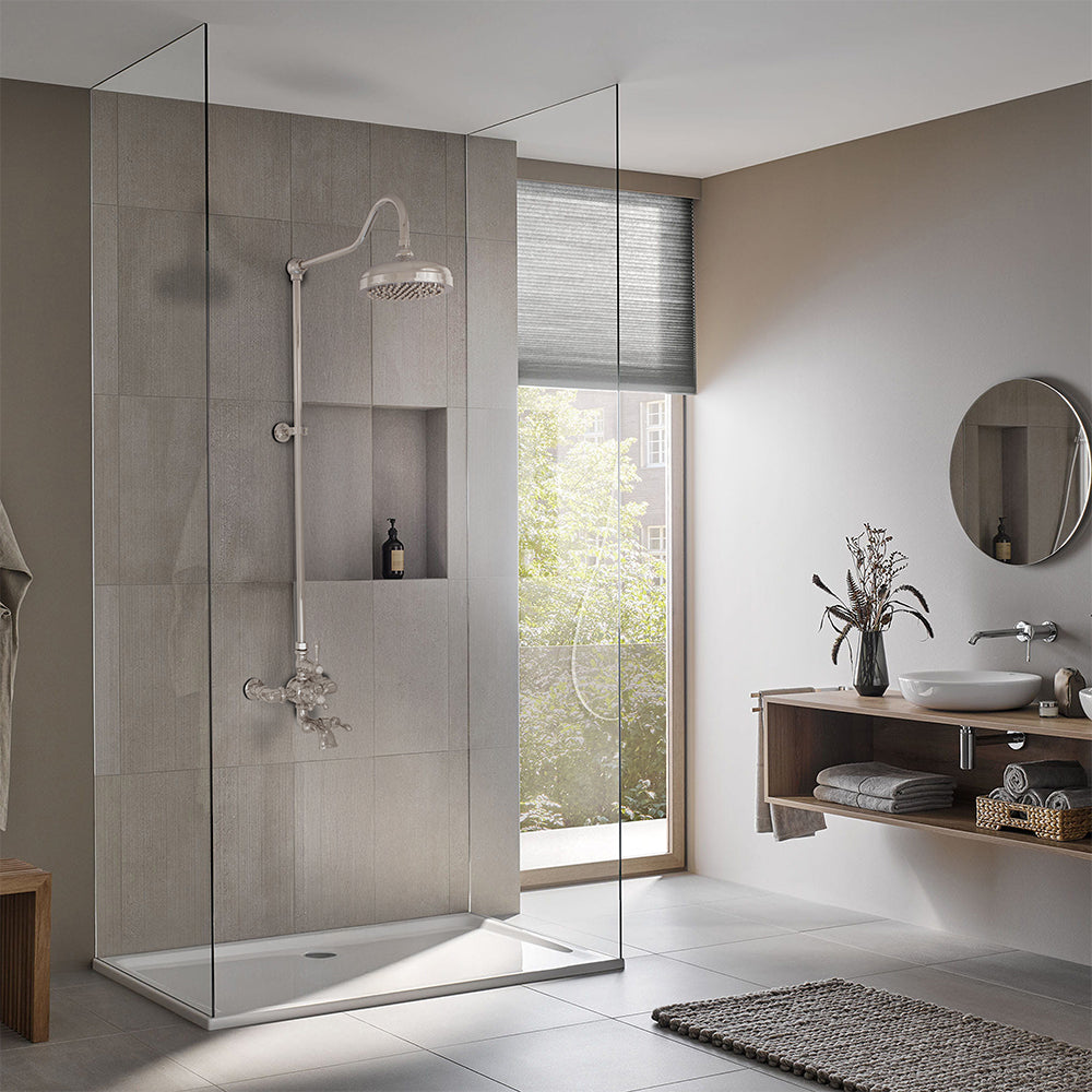Exposed Thermostatic Shower System Wall Mounted with 1.75 GPM Spout Lever/Cross Handles