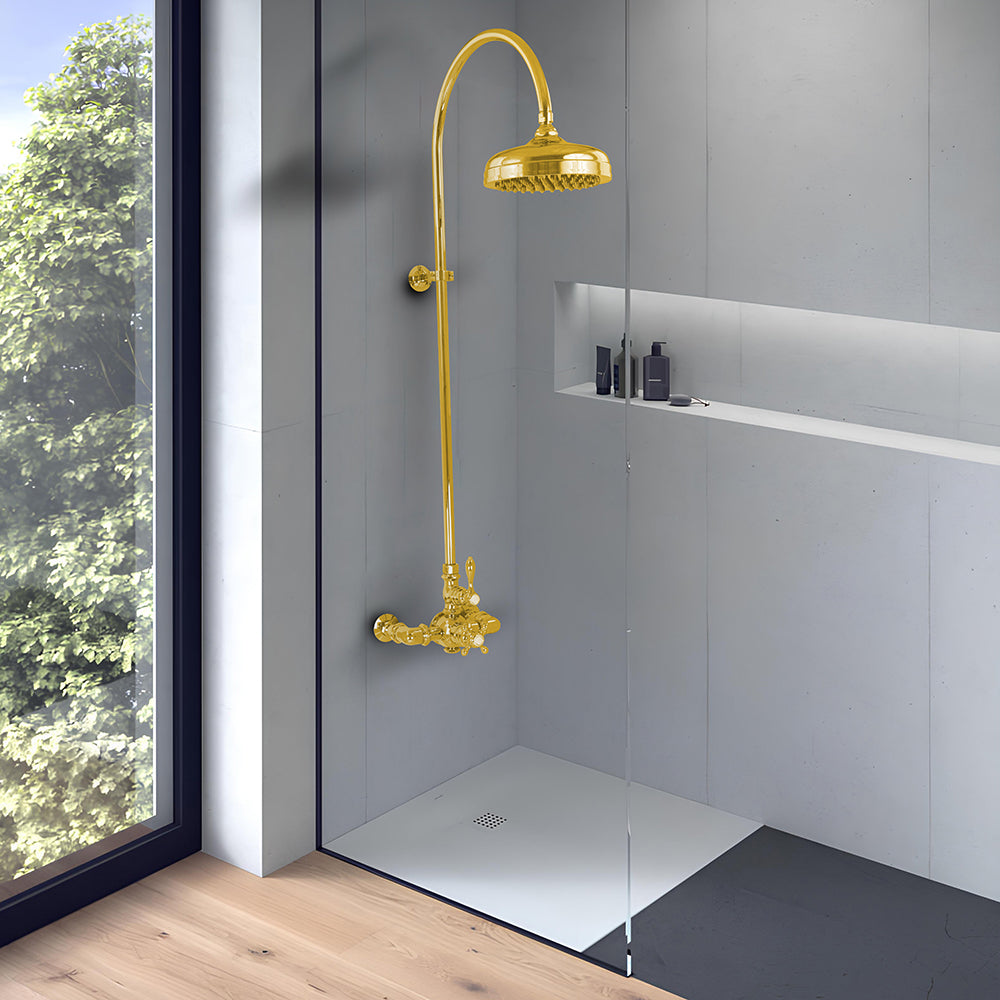 P1087 Exposed Thermostatic Shower System Wall Mounted with 1.75 GPM Lever/Cross Handles