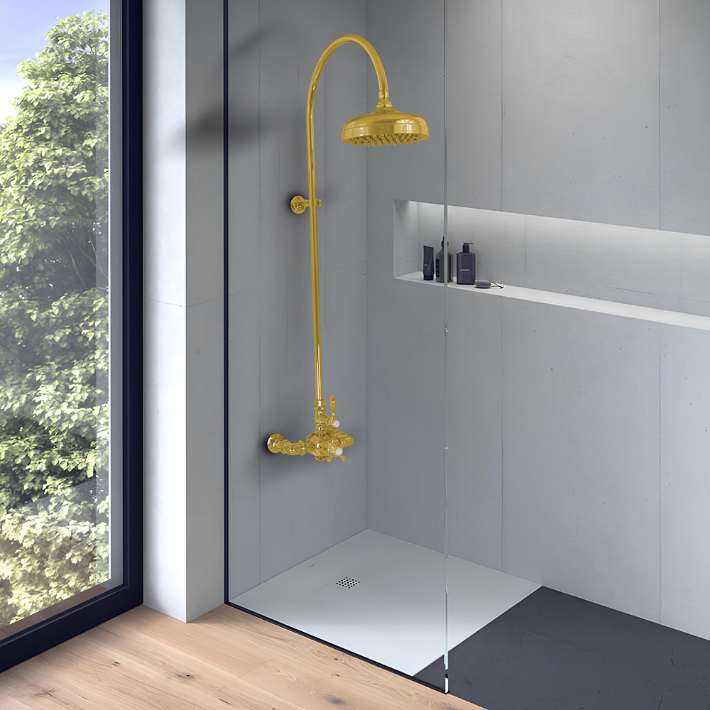P1087 Exposed Thermostatic Shower System Wall Mounted with 1.75 GPM Lever/Cross Handles