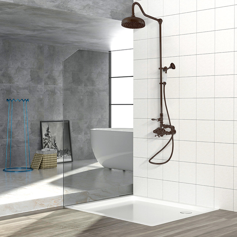 Exposed Thermostatic Shower System Wall Mounted with 1.75 GPM Handshower and Lever Handles