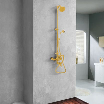 Exposed Thermostatic Shower System 64 1/2" Wall Mounted with 1.75 GPM Handshower and Lever/Cross Handles