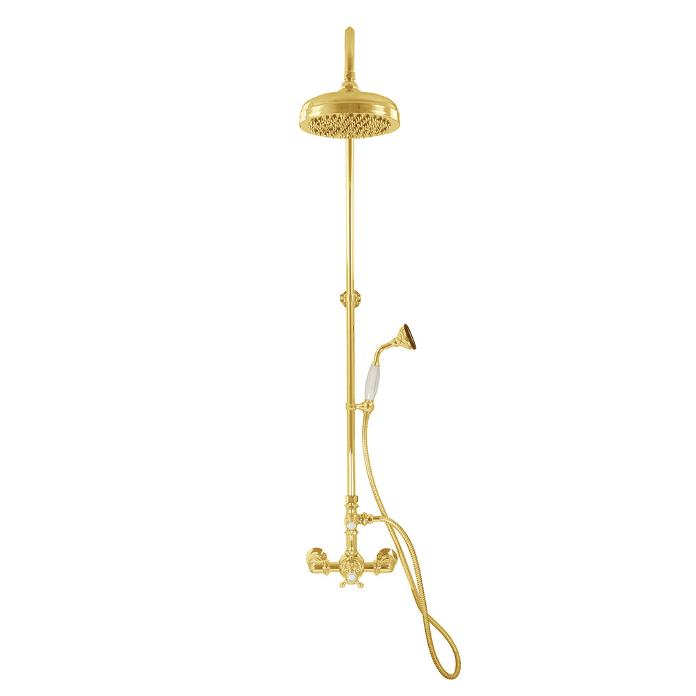 Strom Living Exposed Thermostatic Shower System Wall Mounted with 1.75 GPM Handshower and Lever/Cross Handles