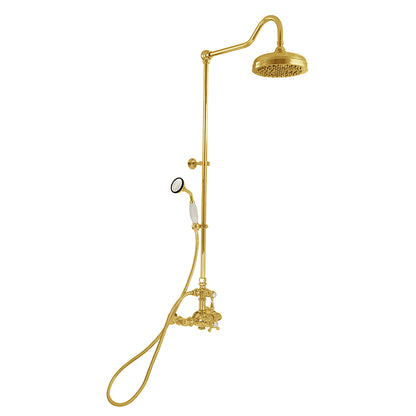 Strom Living Exposed Thermostatic Shower System Wall Mounted with 1.75 GPM Handshower and Lever/Cross Handles
