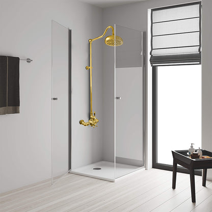 Exposed Thermostatic Shower System Wall Mounted with 1.75 GPM and Lever/Cross Handles