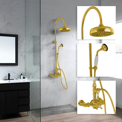 Exposed Thermostatic Shower System Wall Mounted with 1.75GPM Handshower and Lever/Cross Handles