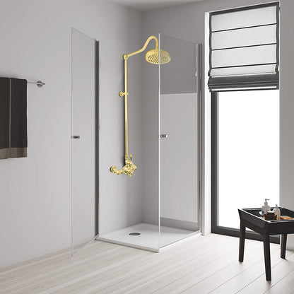 Exposed Thermostatic Shower System Wall Mounted with 1.75 GPM and Lever/Cross Handles