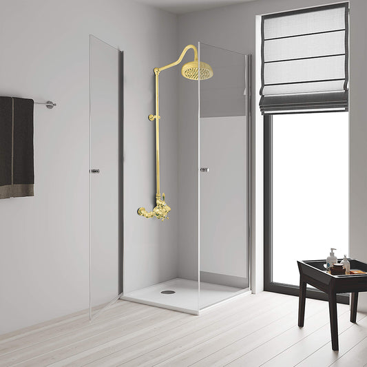 Exposed Thermostatic Shower System Wall Mounted with 1.75 GPM and Lever/Cross Handles