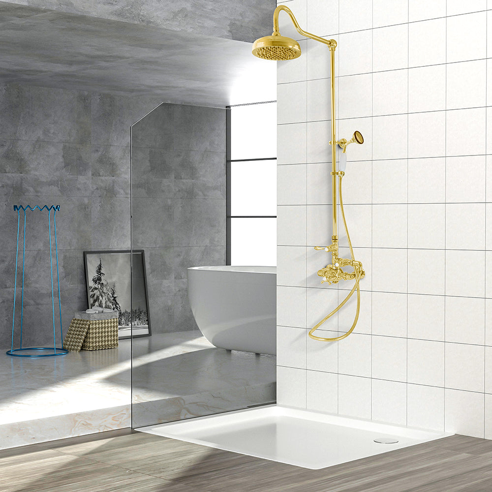 Exposed Thermostatic Shower System Wall Mounted with 1.75 GPM Handshower and Lever Handles
