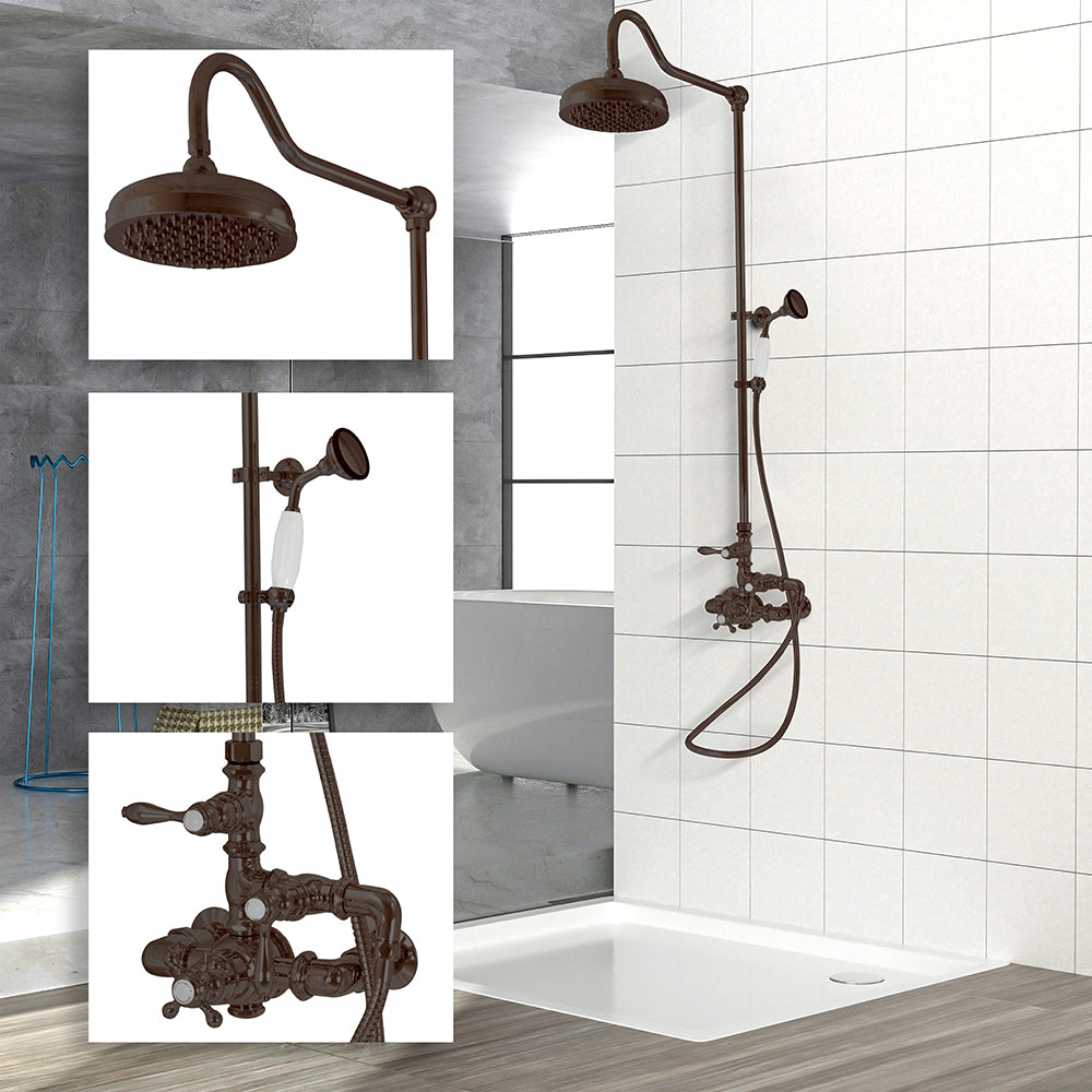 Exposed Thermostatic Shower System Wall Mounted with 1.75 GPM Handshower and Lever Handles